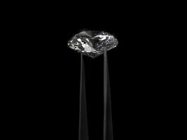 diamante na pinça em um fundo preto. renderização 3D