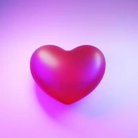 grande coração rosa, isolado no fundo branco, renderização 3d foto