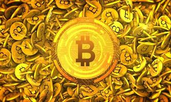 fundo de padrão de moeda de bitcoin de ouro foto