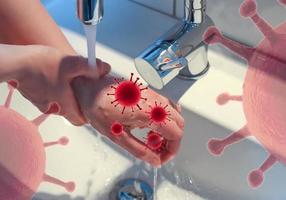 limpeza e lavagem das mãos com prevenção de sabão para surto de coronavírus covid-19 foto