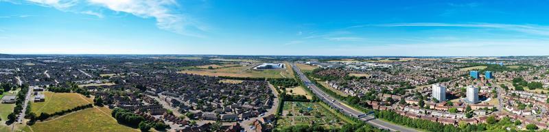 filmagens de alto ângulo e vista panorâmica da paisagem aérea da paisagem urbana da inglaterra grã-bretanha foto