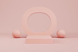 pedestal de cor rosa creme com geometria de forma abstrata em fundo pastel para exibição de produtos foto