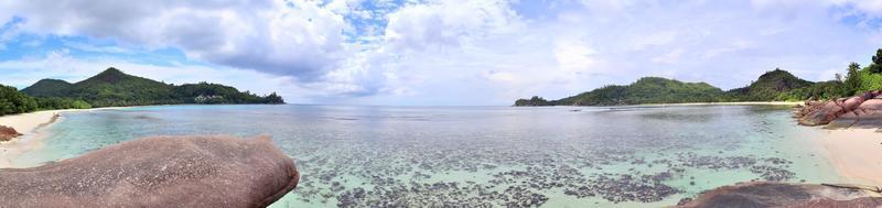 deslumbrante panorama de praia de alta resolução tirada nas ilhas paradisíacas seychelles foto