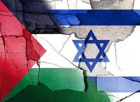 confronto palestino com israel. conceito de bandeiras. guerra e militares. grunge vintage racha o estilo retrô foto