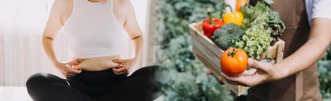 jovem mulher saudável com frutas. foto