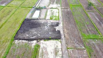 vista aérea de campos verdes e terras agrícolas na tailândia rural. foto