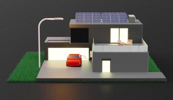 casa inteligente solar fotovoltaica ecossistema de economia de energia para casa diagrama isométrico do sistema solar para casa ilustração 3d de energia solar foto