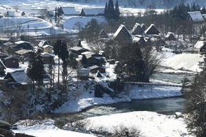 ponto de vista na vila de gassho-zukuri, shirakawago, japão foto