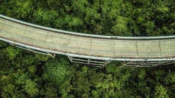 uma vista aérea da estrada ou ponte está no meio de uma floresta foto