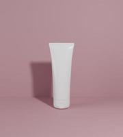 tubo de produto de beleza cosmética na ilustração de renderização 3d de fundo rosa escuro foto