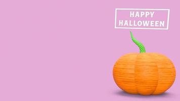Abóbora de arte pop dos desenhos animados de renderização 3D em fundo rosa para conteúdo de halloween. foto