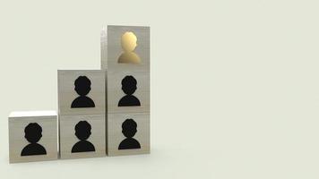símbolo de homem no cubo de madeira para recursos humanos e renderização em 3d de conceito de negócios. foto