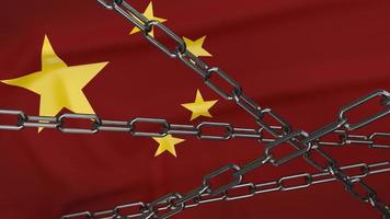 bandeira da china e cadeia para renderização 3d de conteúdo de negócios. foto