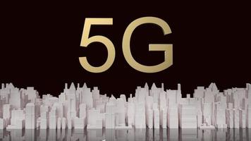 5g de ouro e edifícios brancos renderização 3d para conteúdo de rede. foto