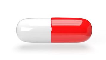 renderização 3d de cápsula branca vermelha para conteúdo médico. foto