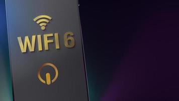 palavra wifi6 na renderização 3d do telefone inteligente para conteúdo de rede. foto