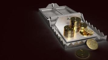 moedas de ouro no conceito de negócio de renderização 3d ratoeira foto