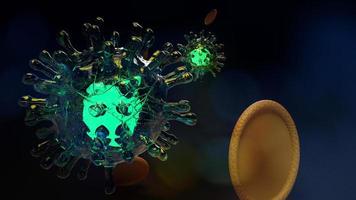 renderização 3d de microorganismos do vírus covid 19 para conteúdo médico. foto