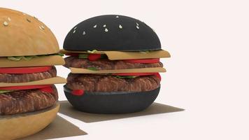 fast food de hambúrguer para renderização em 3d do conceito de comida. foto