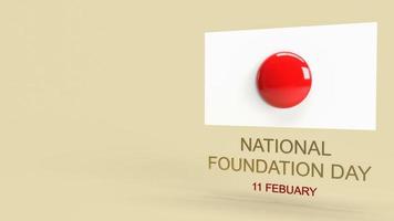 a bandeira japonesa e texto para renderização 3d do dia da fundação nacional do japão. foto