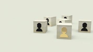 símbolo de homem no cubo de madeira para recursos humanos e renderização em 3d de conceito de negócios. foto