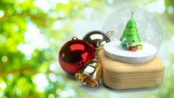 bola de vidro de natal renderização em 3d para celebração do conceito de natal. foto