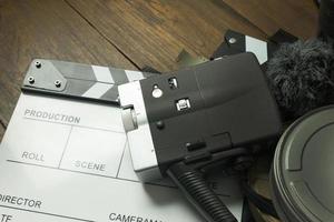 produção de filmes nos bastidores imagem plana leiga para segundo plano. foto
