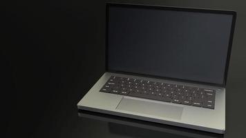 laptop em renderização 3d de fundo preto. foto