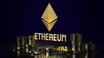 o logotipo e as moedas ethereum para renderização 3d de conteúdo de criptomoeda. foto