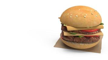 fast food de hambúrguer para renderização em 3d do conceito de comida. foto