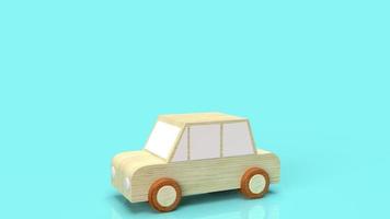 brinquedo de madeira do carro para renderização 3d de conteúdo de tráfego. foto