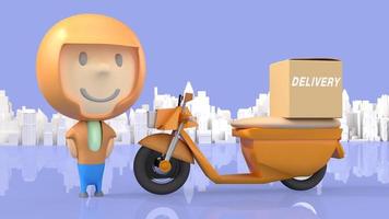 renderização 3d de entrega de homem e bicicleta para conteúdo de transporte. foto