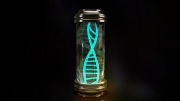 o dna em tubo de vidro para renderização 3d de conteúdo científico e médico. foto