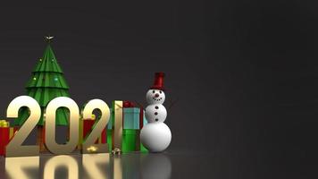 o boneco de neve e o carrinho de compras para o conteúdo de férias de natal e ano novo renderização em 3d foto