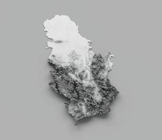 mapa da sérvia mapa de altura de cor de relevo sombreado bandeira no fundo branco ilustração 3d foto