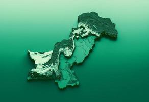 mapa verde do dia da independência do paquistão ilustração 3d mapa real do paquistão foto