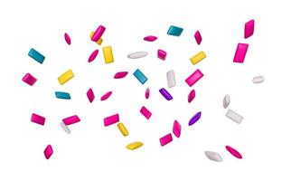 pastilhas de goma de mascar voando no ar travesseiros de chiclete coloridos diferentes realistas. mentol hálito fresco e ilustração 3d doce foto