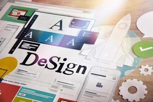conceito de design para diferentes categorias de design, como design gráfico e web, logotipo, design estacionário e de produto, identidade da empresa, branding, material de marketing, aplicativo móvel, mídia social. foto
