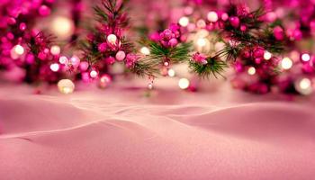 3d render feliz natal hd rosa papel de parede. bela ilustração sazonal de obras de arte e copie o fundo do espaço.