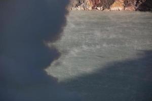 o lago de enxofre ácido na cratera kawah ijen. Indonésia foto