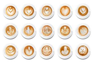 café latte art em background.collection branco. foto