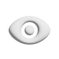 ícone de olho 3d isolado no estilo de arte de papel de fundo branco foto
