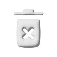 ícone de lixo 3d isolado no estilo de arte de papel de fundo branco foto