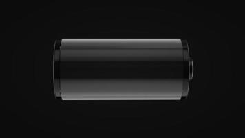 ícone de carga em fundo preto, a bateria está fraca. renderização 3D. foto