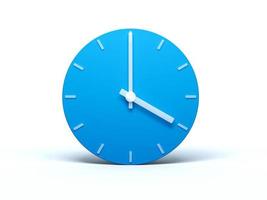 relógio de parede azul sobre fundo branco isolado com ilustração 3d de sombra. 4 horas foto