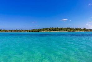 bela praia natural tropical e floresta panorama contoy ilha méxico. foto