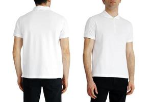 camiseta branca em dois lados em um fundo branco isolado, copie o espaço foto