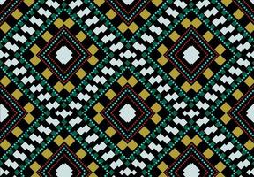 padrão de arte ikat áfrica américa tecido indígena padrão sem costura abstrato verde amarelo branco fundo vermelho foto
