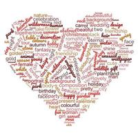 amo a ilustração de tipografia isolada nuvem de palavra em um fundo branco. coração feito de palavras amor. silhueta de forma para corte e adesivo de parede. foto