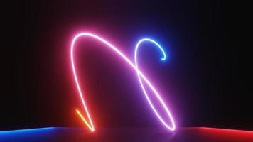 fundo de luz brilhante de néon colorido abstrato. luz de velocidade acesa. fluorescente na cena escura. forma de linha em movimento curvilínea. renderização 3D. foto
